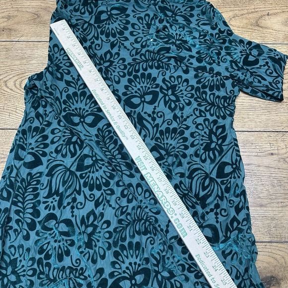 Soft Surroundings Walden Velvet Burnout Mock Neck Evergreen‎ Shirt Women's M $89 - Picture 7 of 10